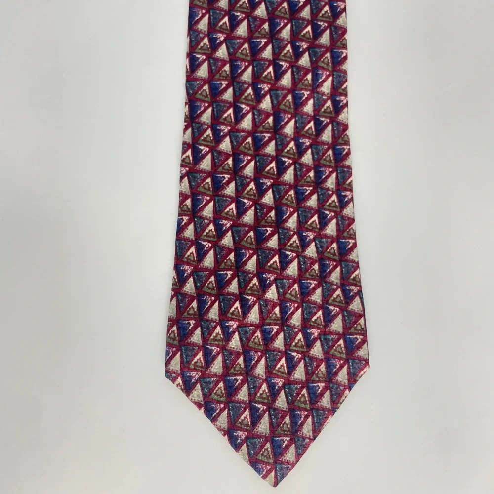 Christian Dior Monsieur Silk Tie Vintage Abstract Triangle Print Geometric Retro